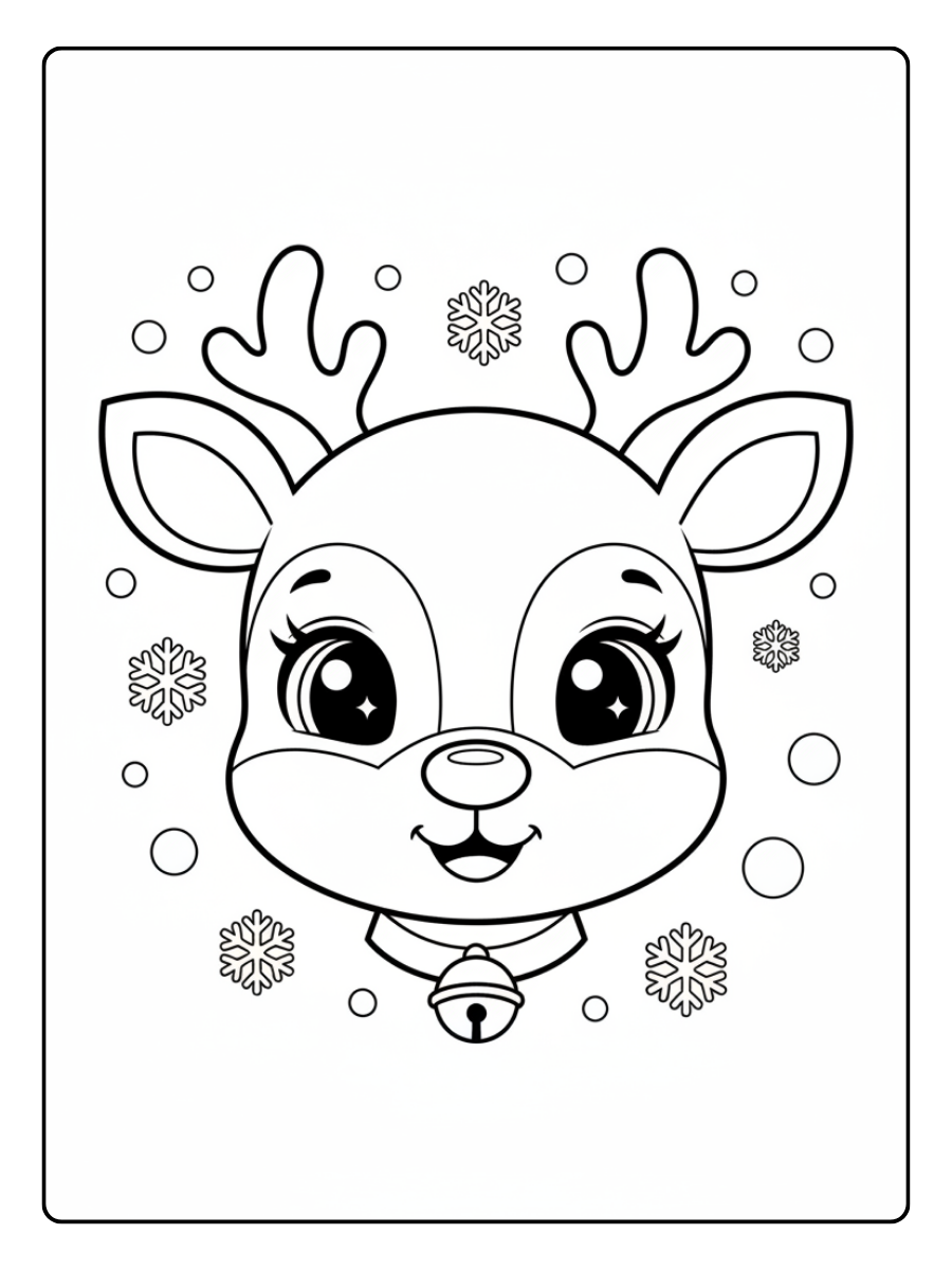 Reindeer Coloring Pages – Reindeer Cute Face