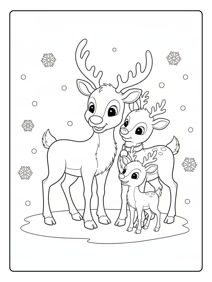 Reindeer Coloring Pages – Reindeer Family