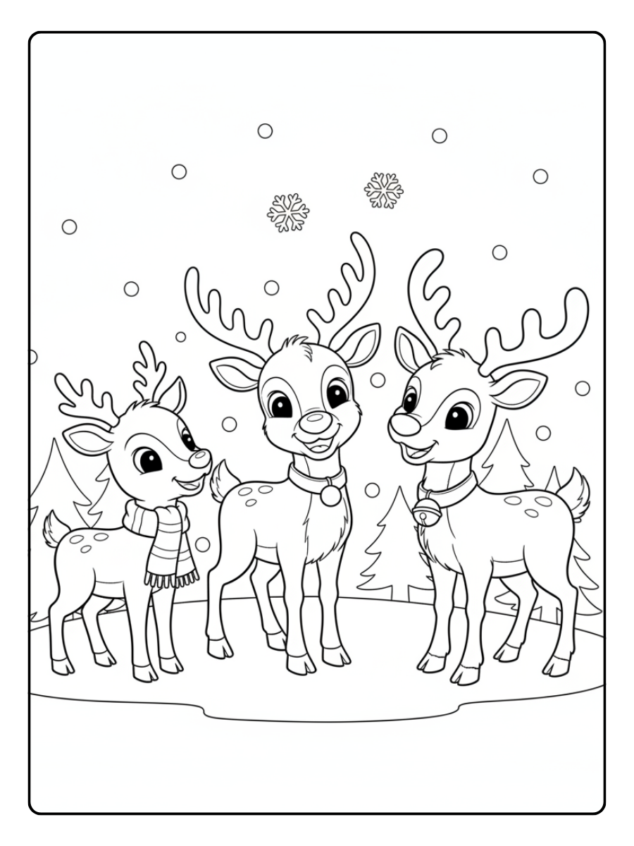 Reindeer Coloring Pages – Reindeer Friends