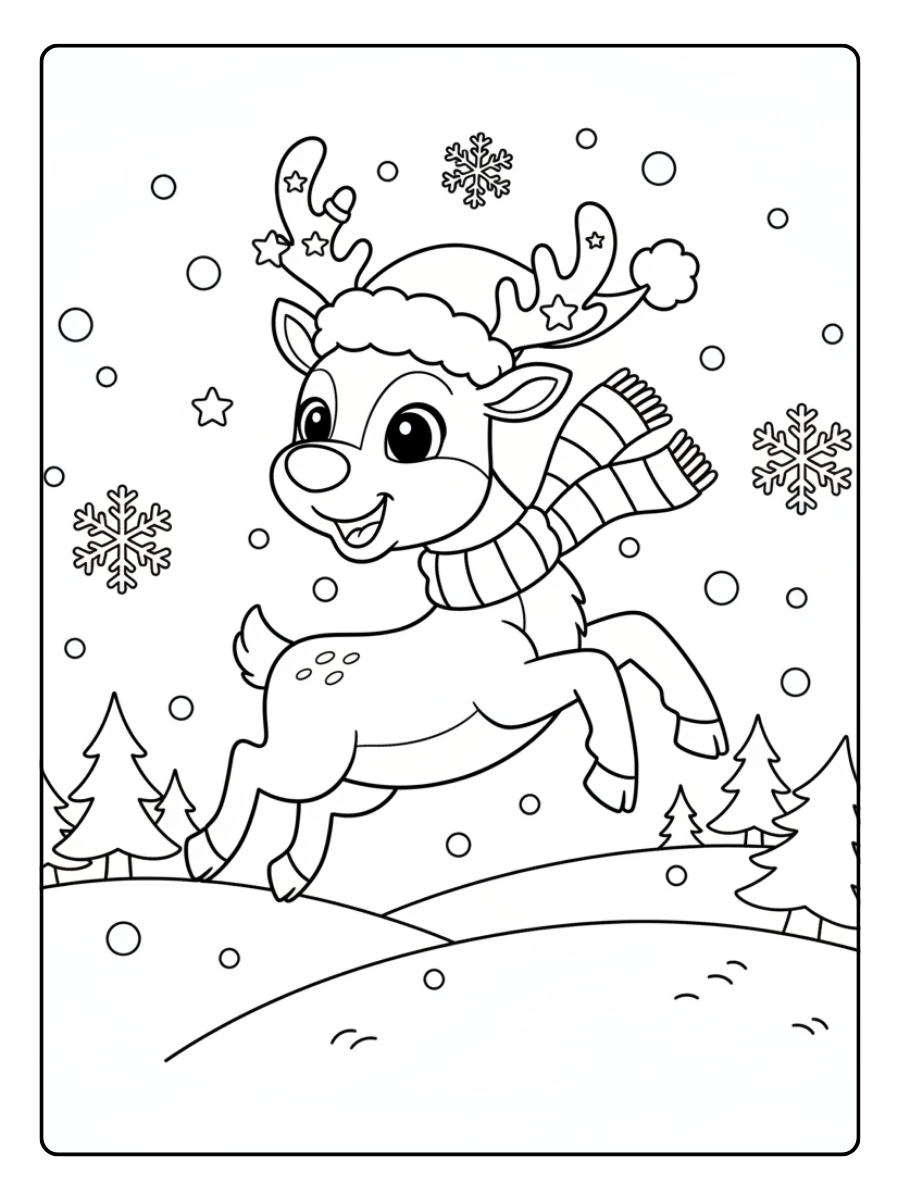 Reindeer Coloring Pages – Reindeer Jumping