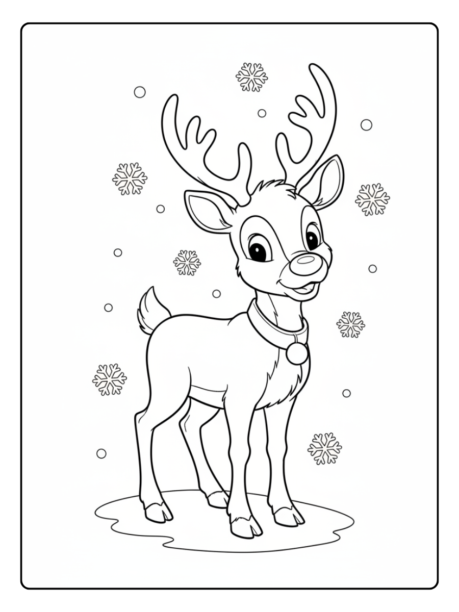 Reindeer Coloring Pages – Reindeer Rudolph Style