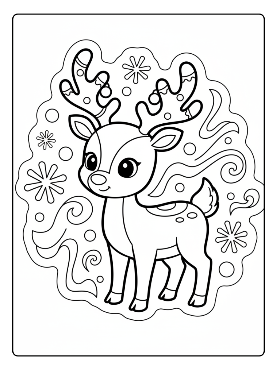 Reindeer Coloring Pages – Reindeer Sticker Style