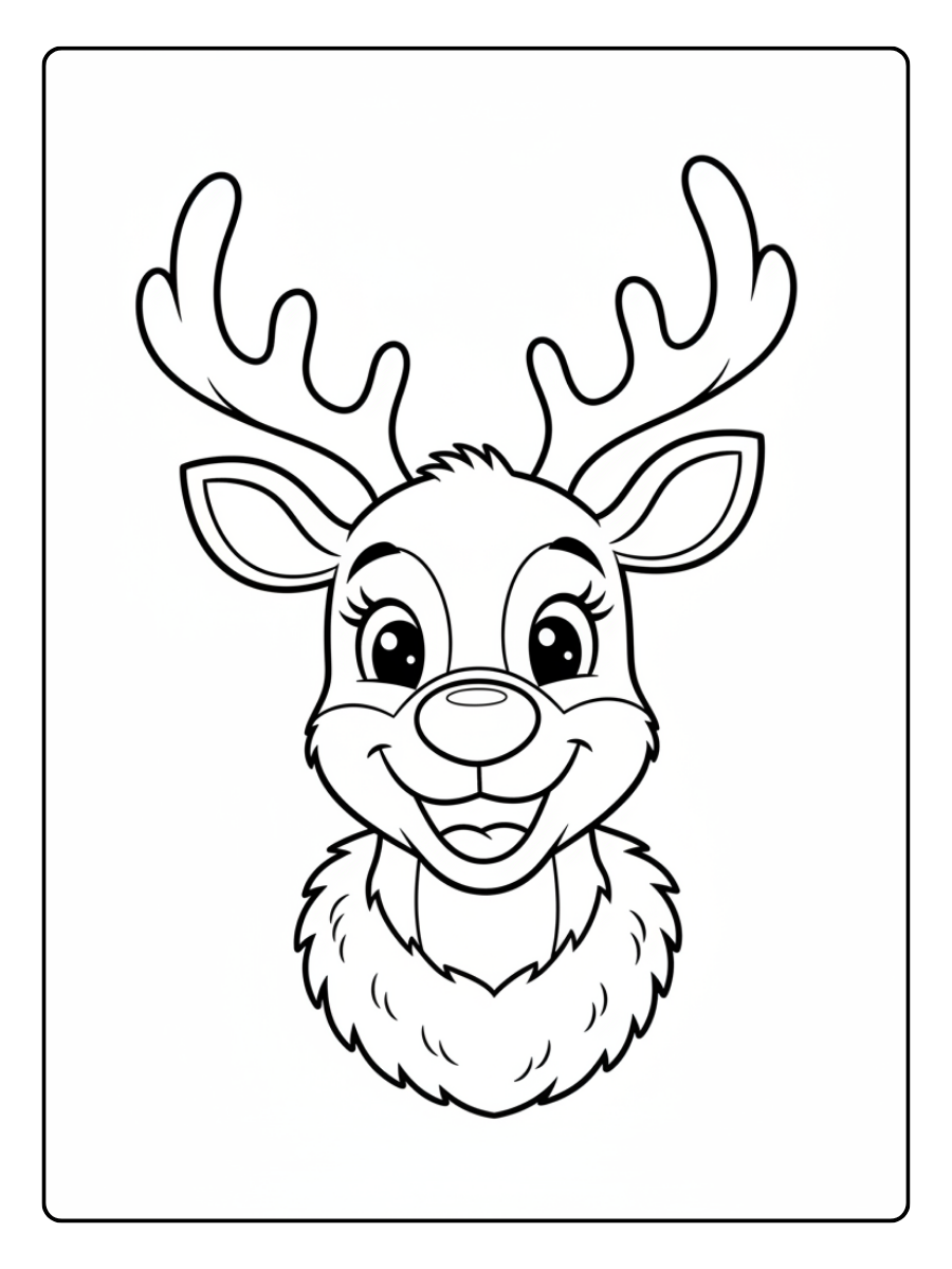 Reindeer Coloring Pages – Smiling Reindeer