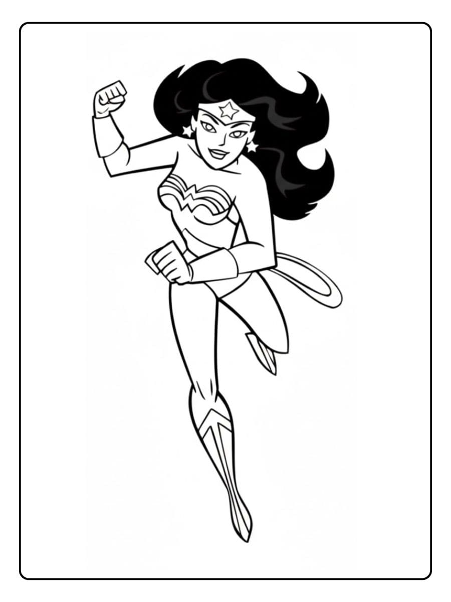 Running Wonder Woman Outline Free Printable Wonder Woman Coloring Pages for Kids and Adults