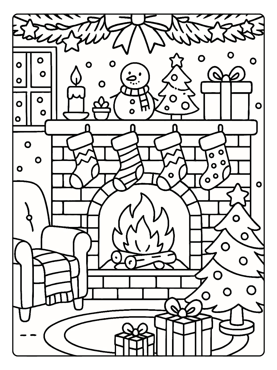 Santa Claus with Gifts – Christmas Coloring Pages