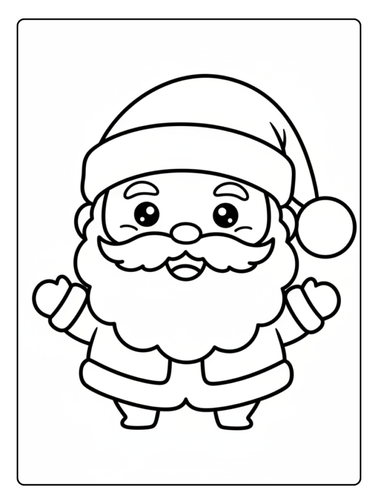 Santa Coloring Pages – Santa Claus Cute Style