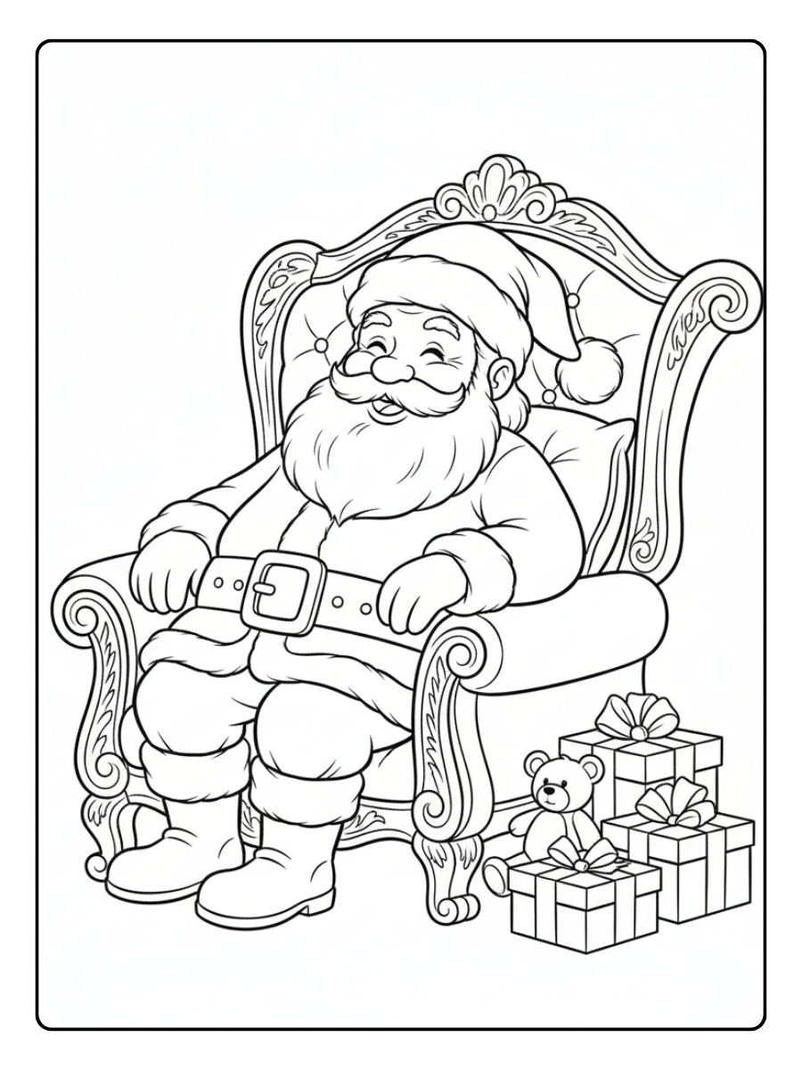 Santa Coloring Pages – Santa Claus Sitting