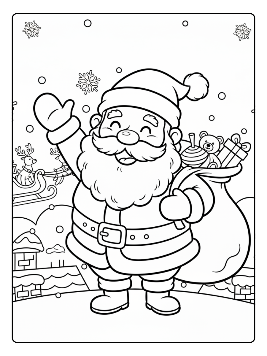 Santa Coloring Pages – Santa Claus Smiling