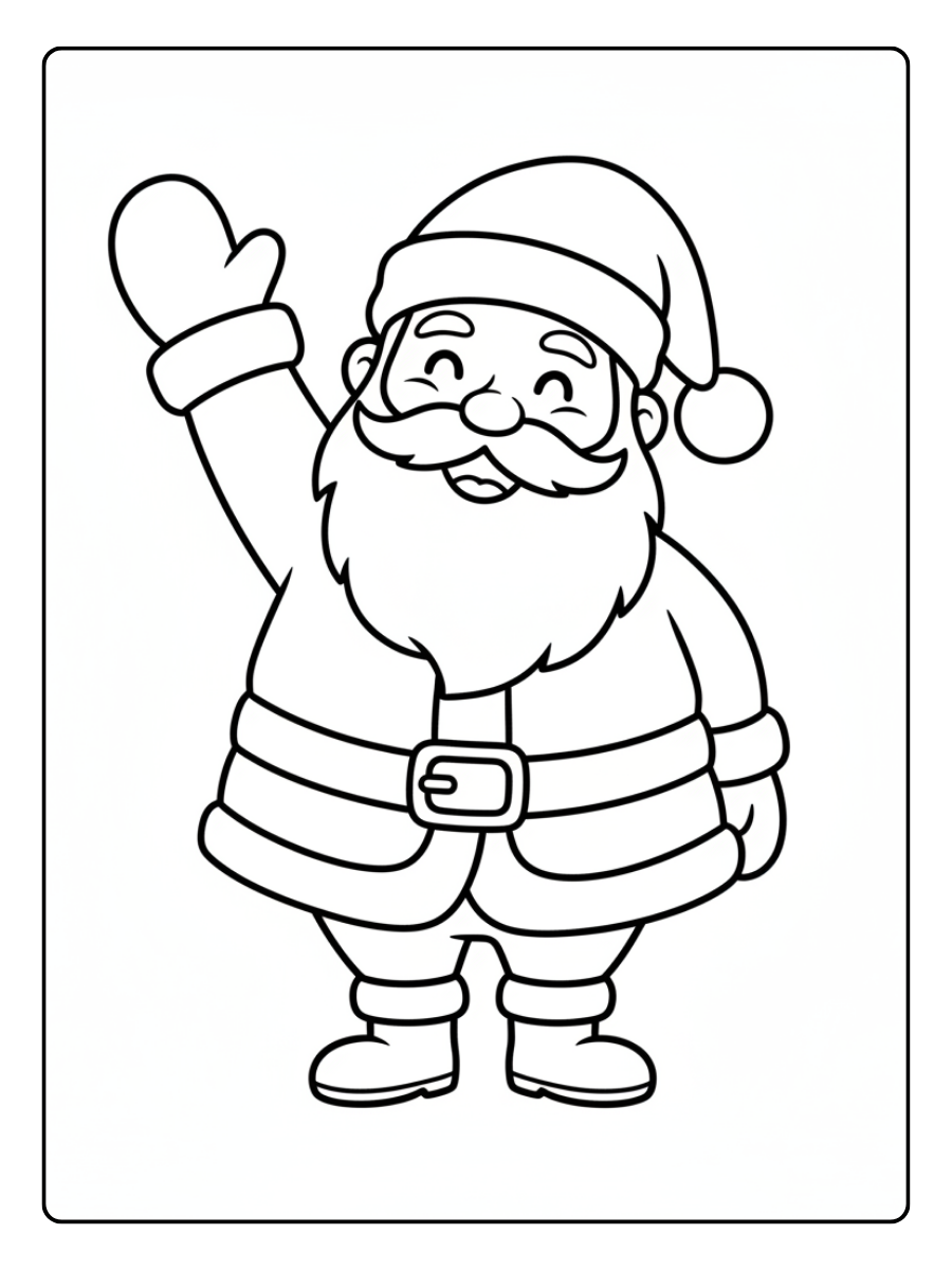 Santa Coloring Pages – Santa Claus Waving