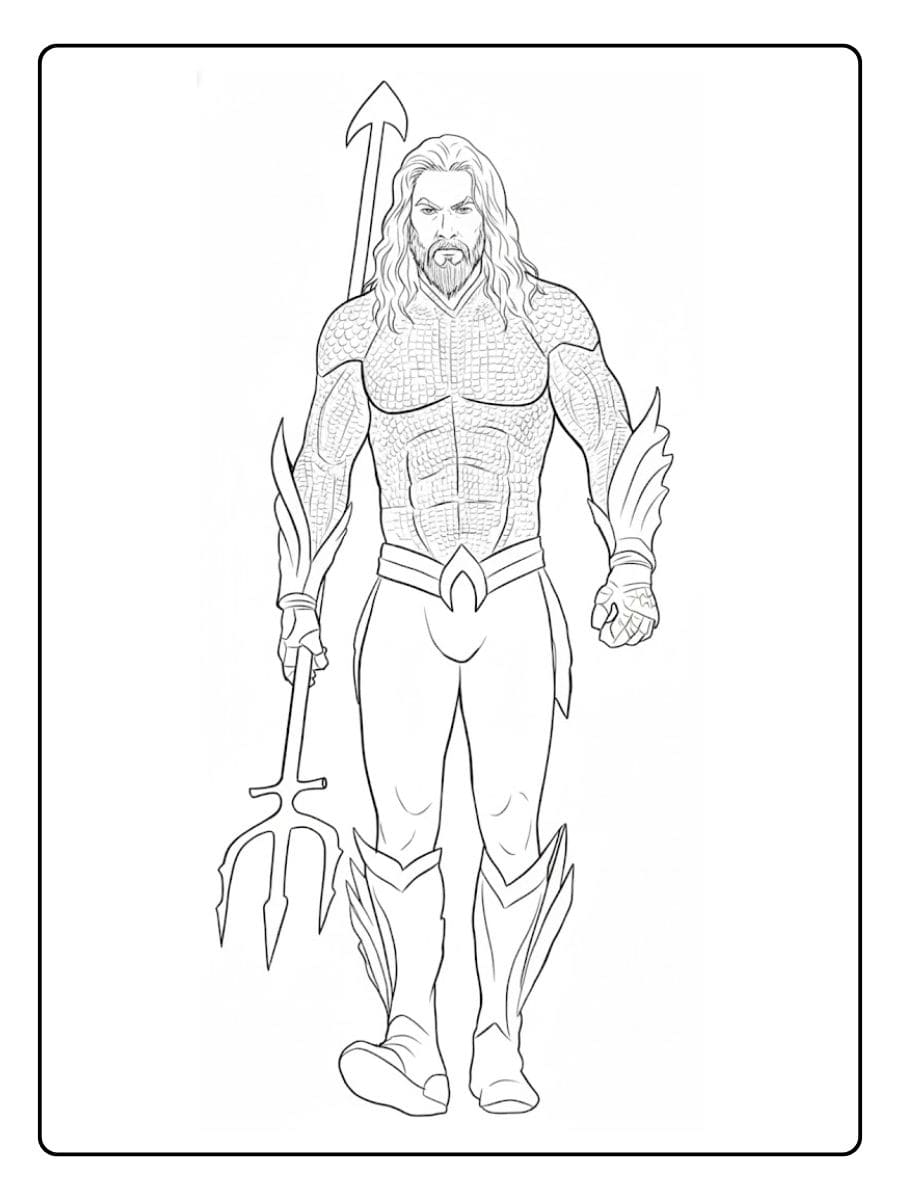 Simple Aquaman Line Art for Coloring Pages