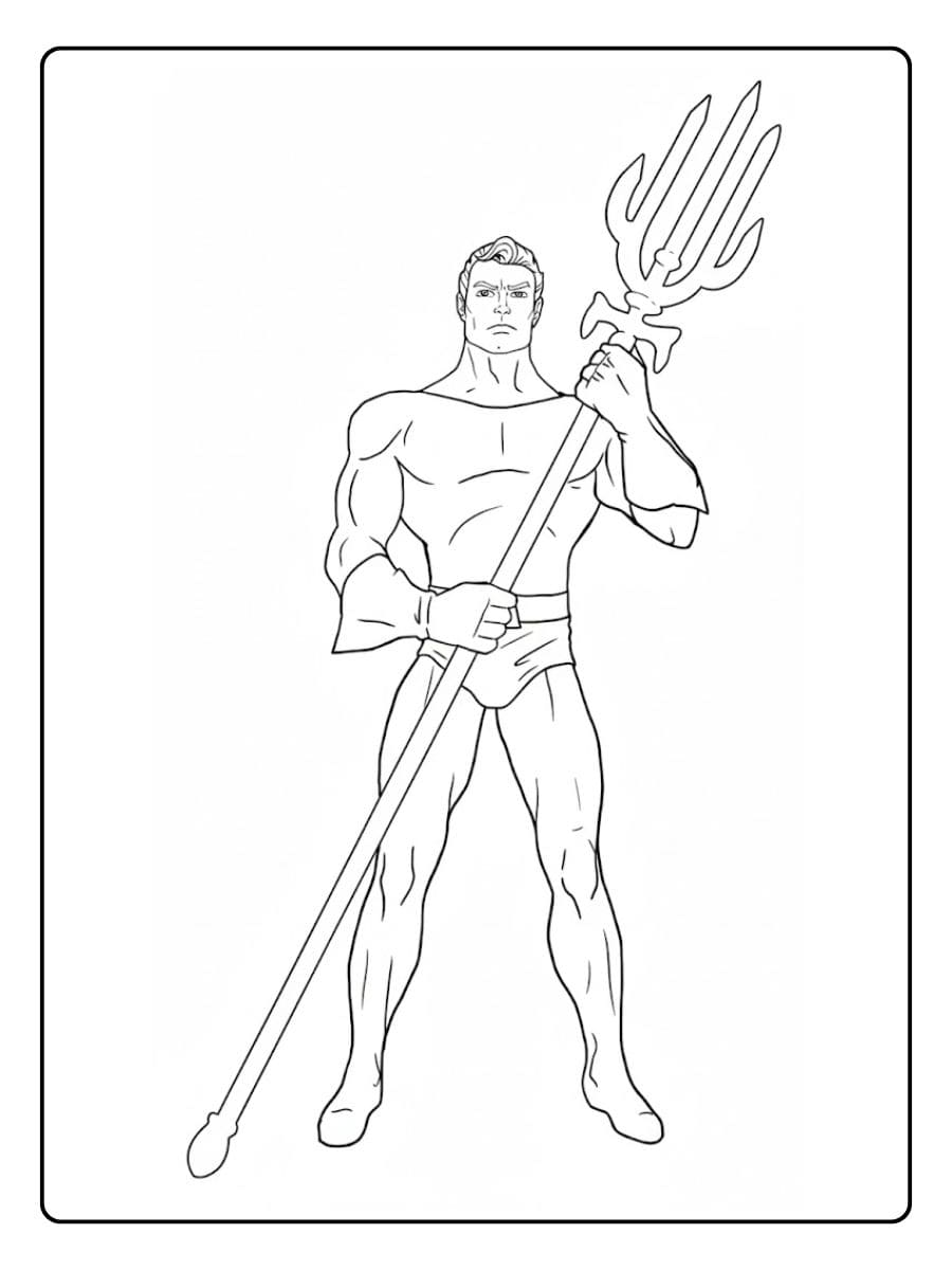 Simple Aquaman Line Art for Coloring
