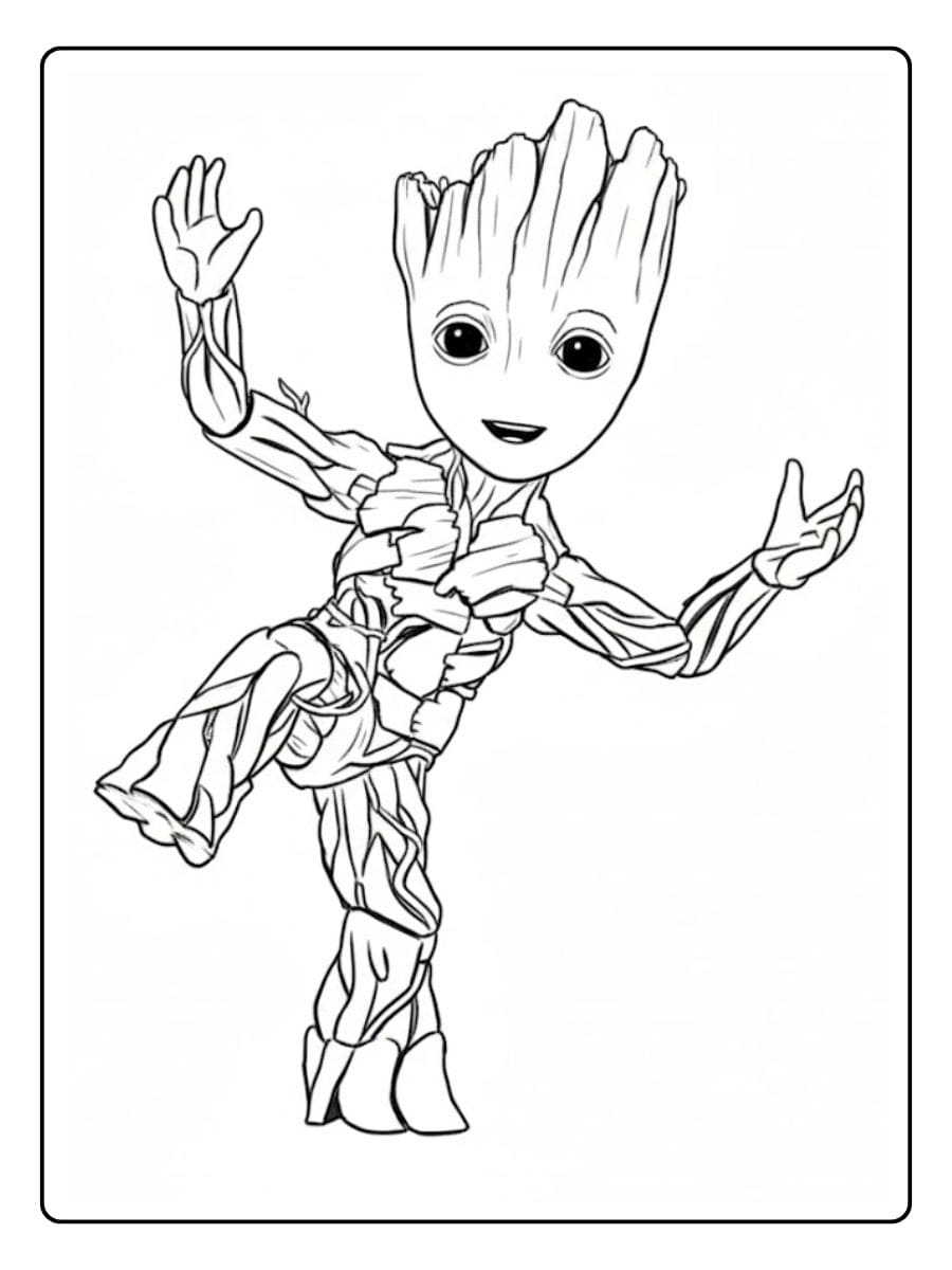 Simple Baby Groot Coloring Pages Outline