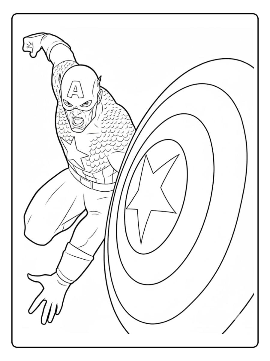 Simple Captain America Coloring Pages Outline for Kids (2)