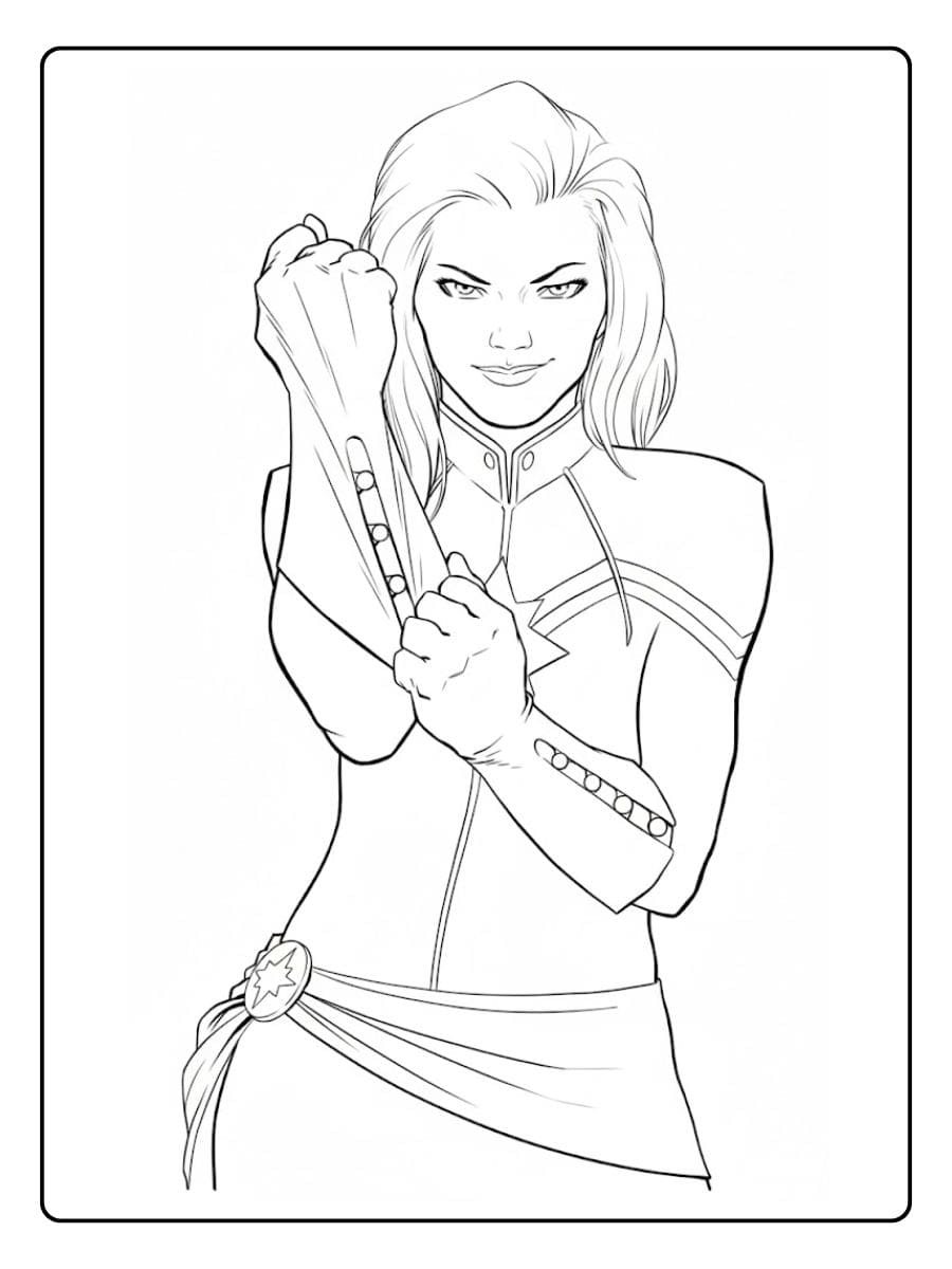 Simple Captain Marvel Coloring Pages Line Art