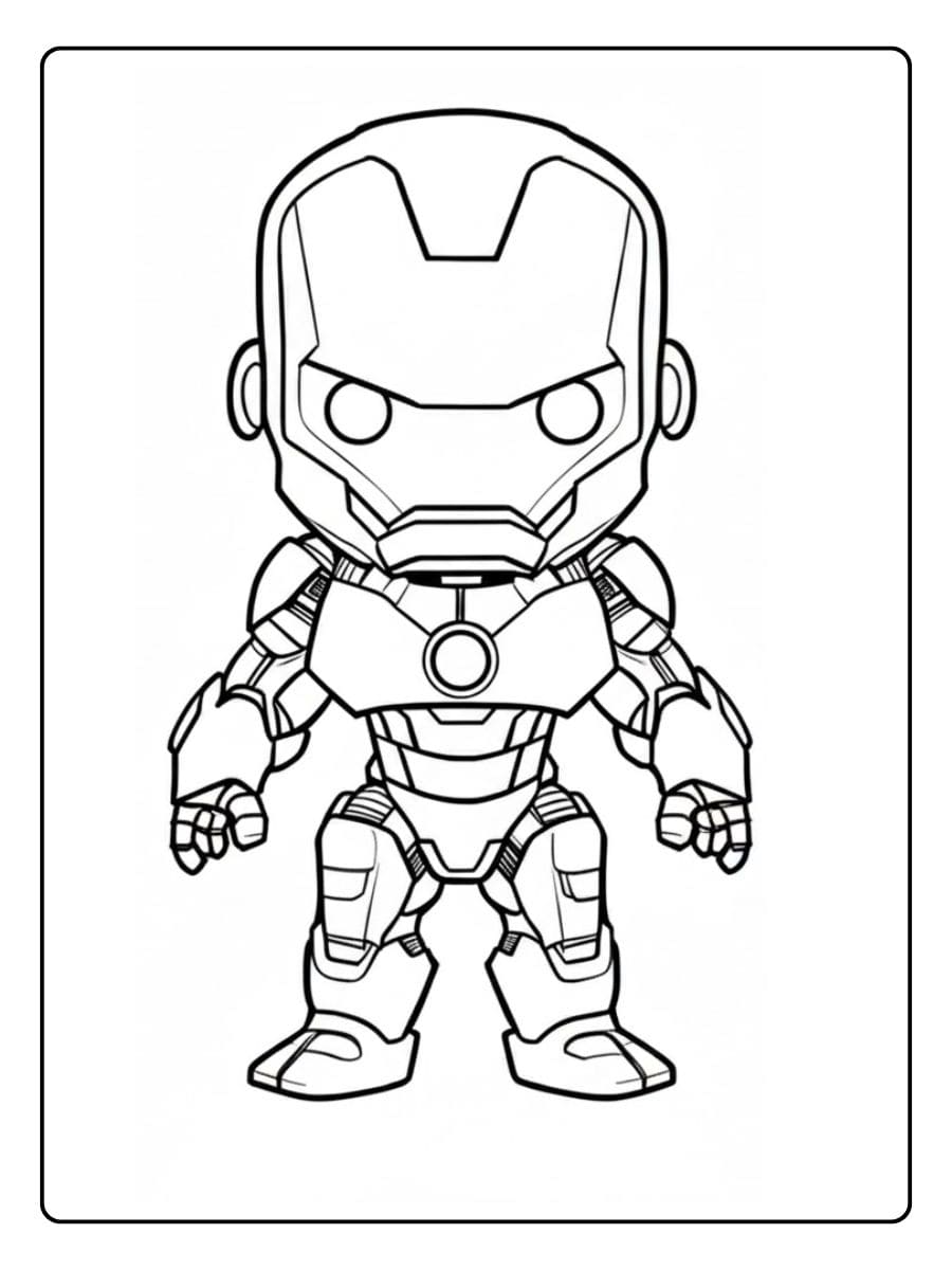 Simple Chibi Iron Man Outline Marvel Coloring Pages