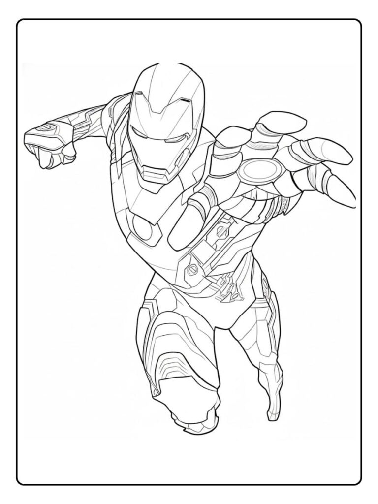 Simple Iron Man Outline Marvel Coloring Pages