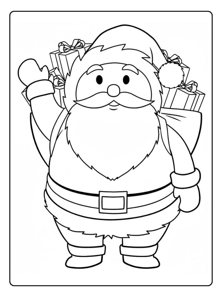 Simple Line Art Santa Coloring Page