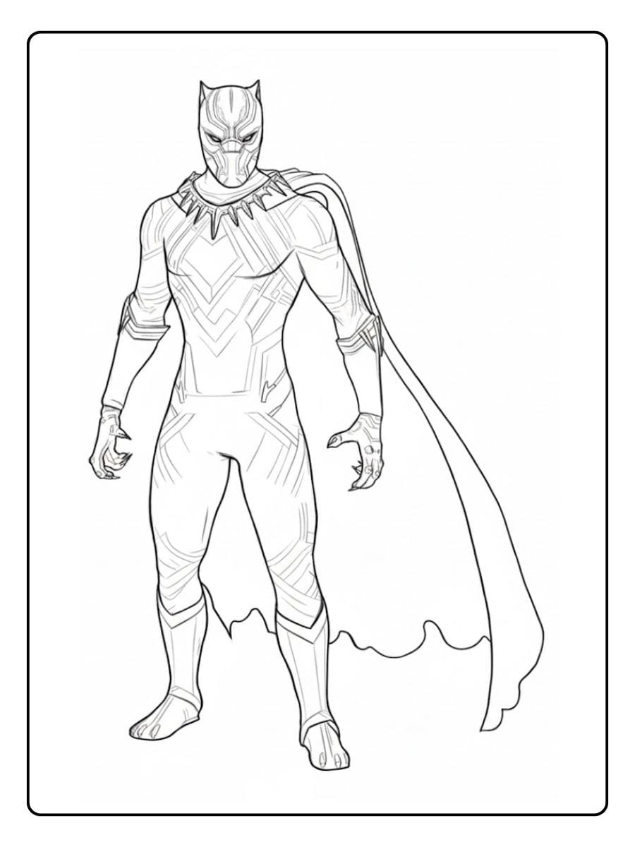 Simple Outline Black Panther Coloring Pages for Kids