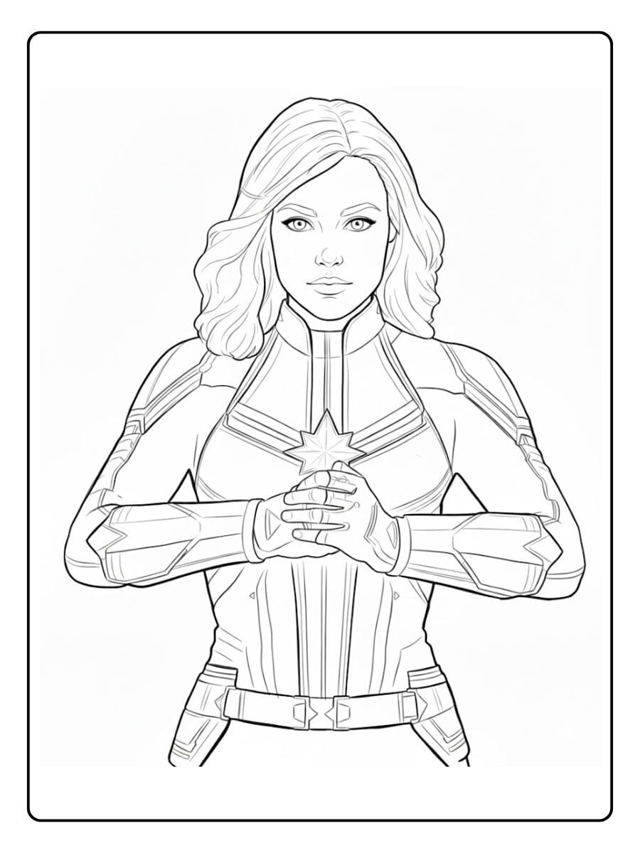 Simple Outline Captain Marvel Coloring Pages for Printing