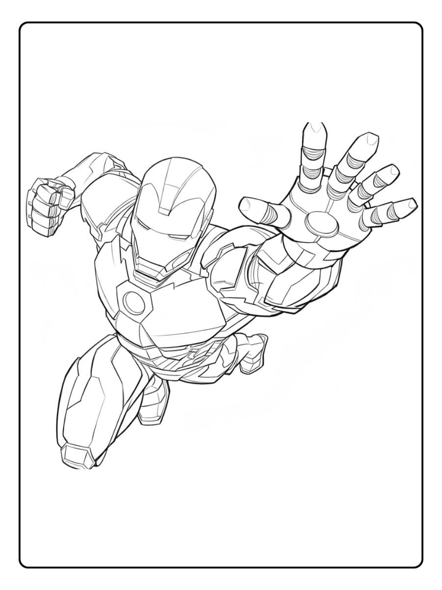 Simple Outline Iron Man Coloring Pages Ready to Print Line Art of Flying Superhero