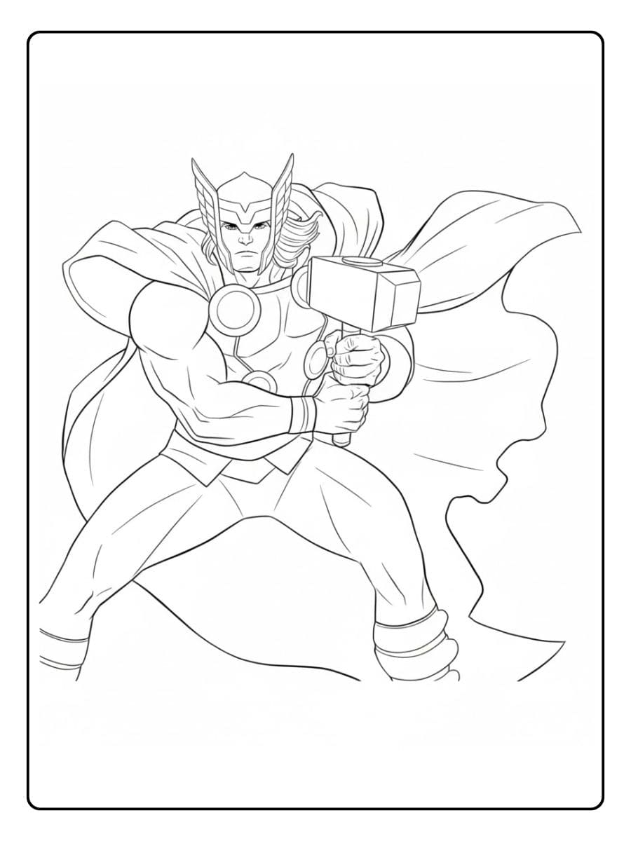 Simple Outline Thor Coloring Pages