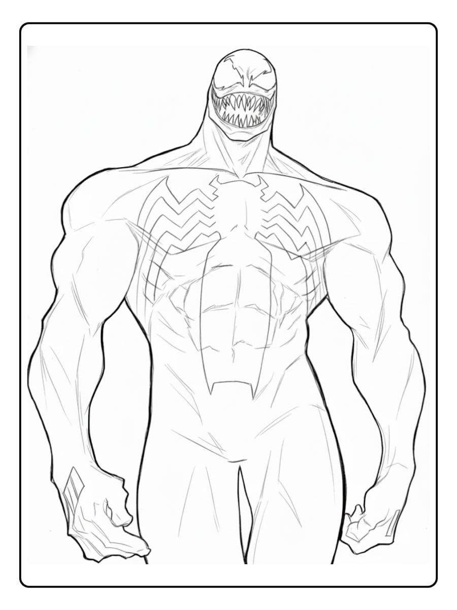 Simple Outline Venom Coloring Pages for Adults and Kids