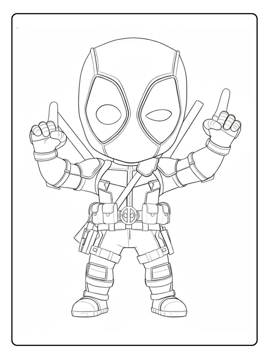 Simple Outline of Deadpool Ideal for Coloring Pages
