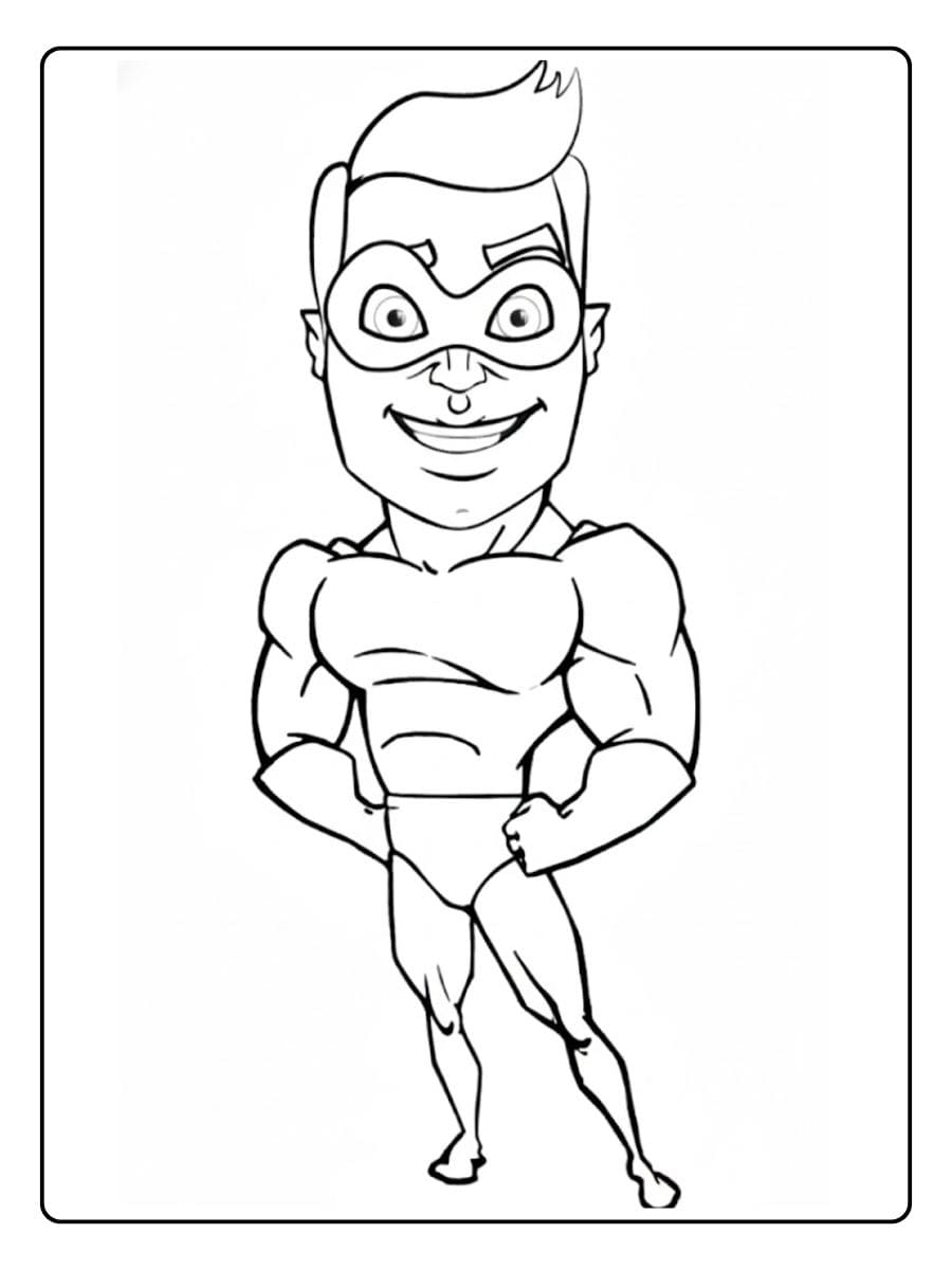 Simple Outlined Superhero Coloring Pages