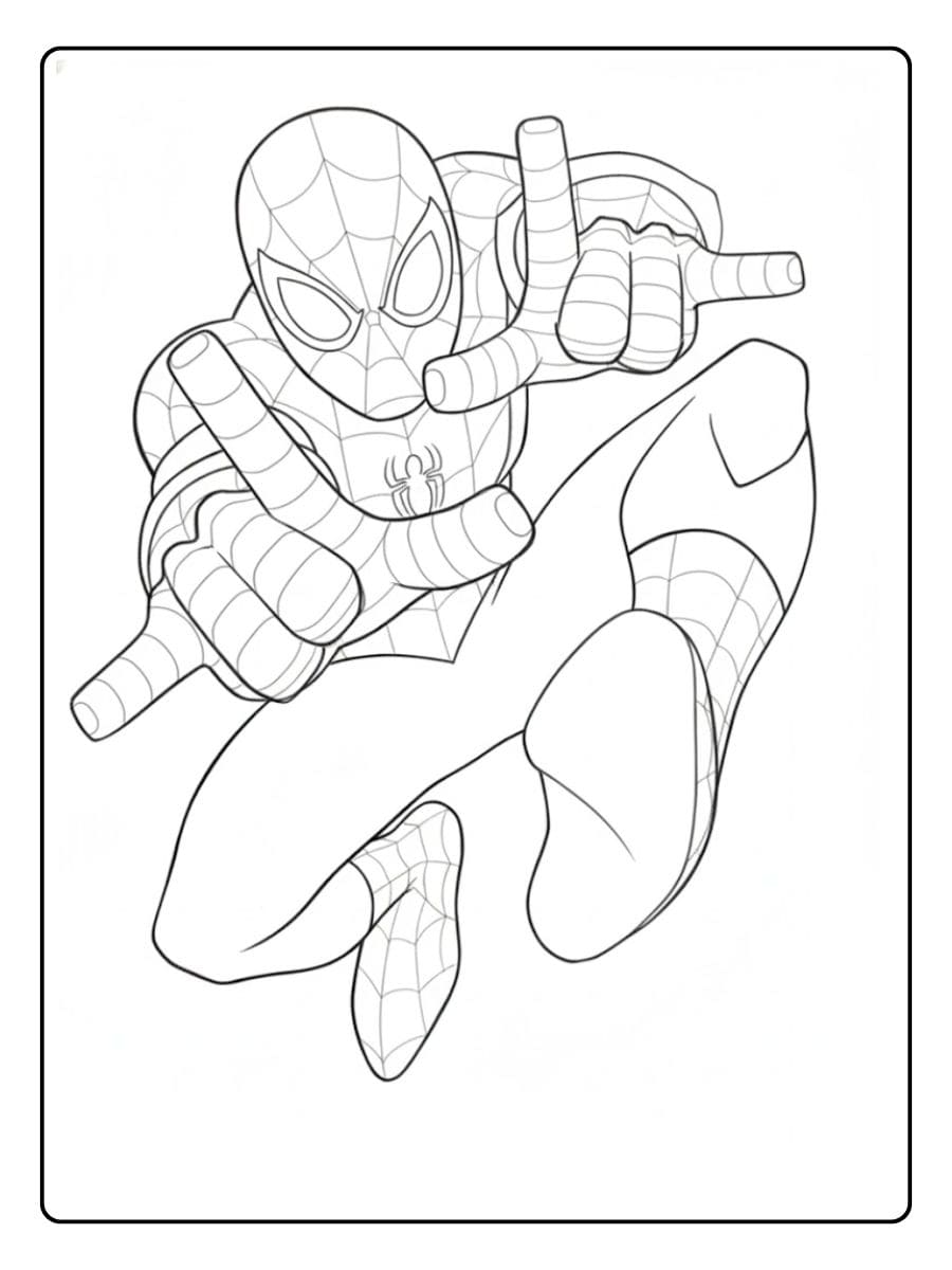 Simple Spider Man Coloring Pages Outline No Details