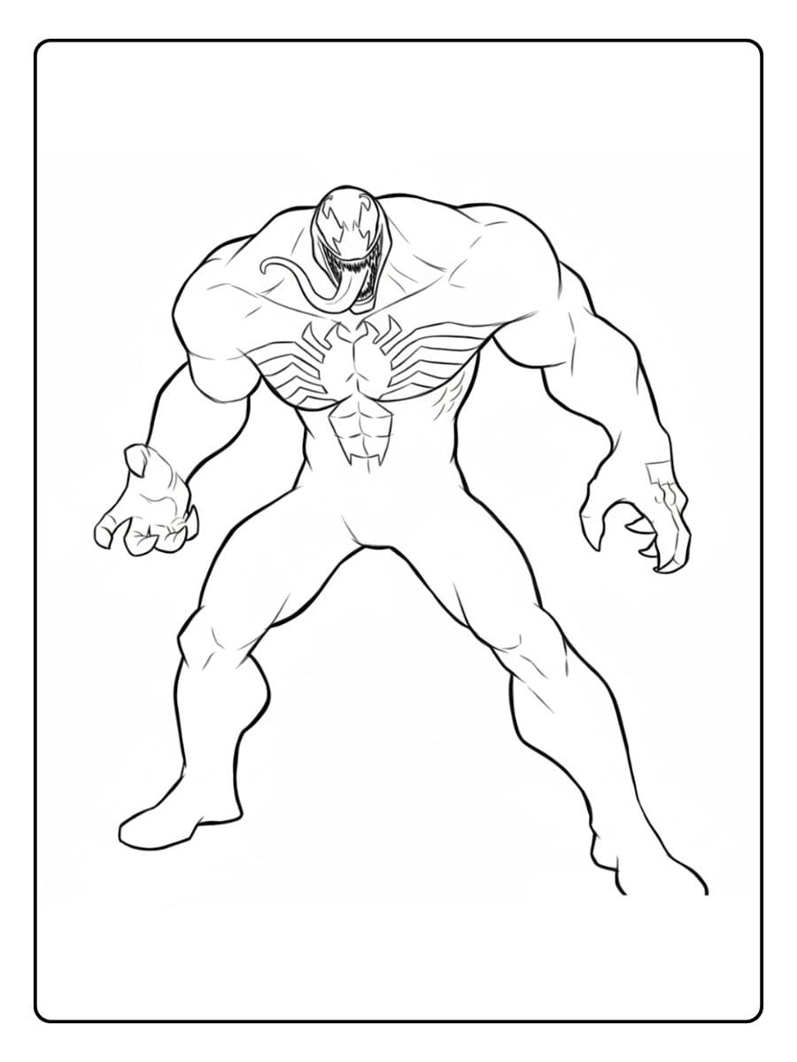 Simple Venom Outline Free Venom Coloring Pages for Kids