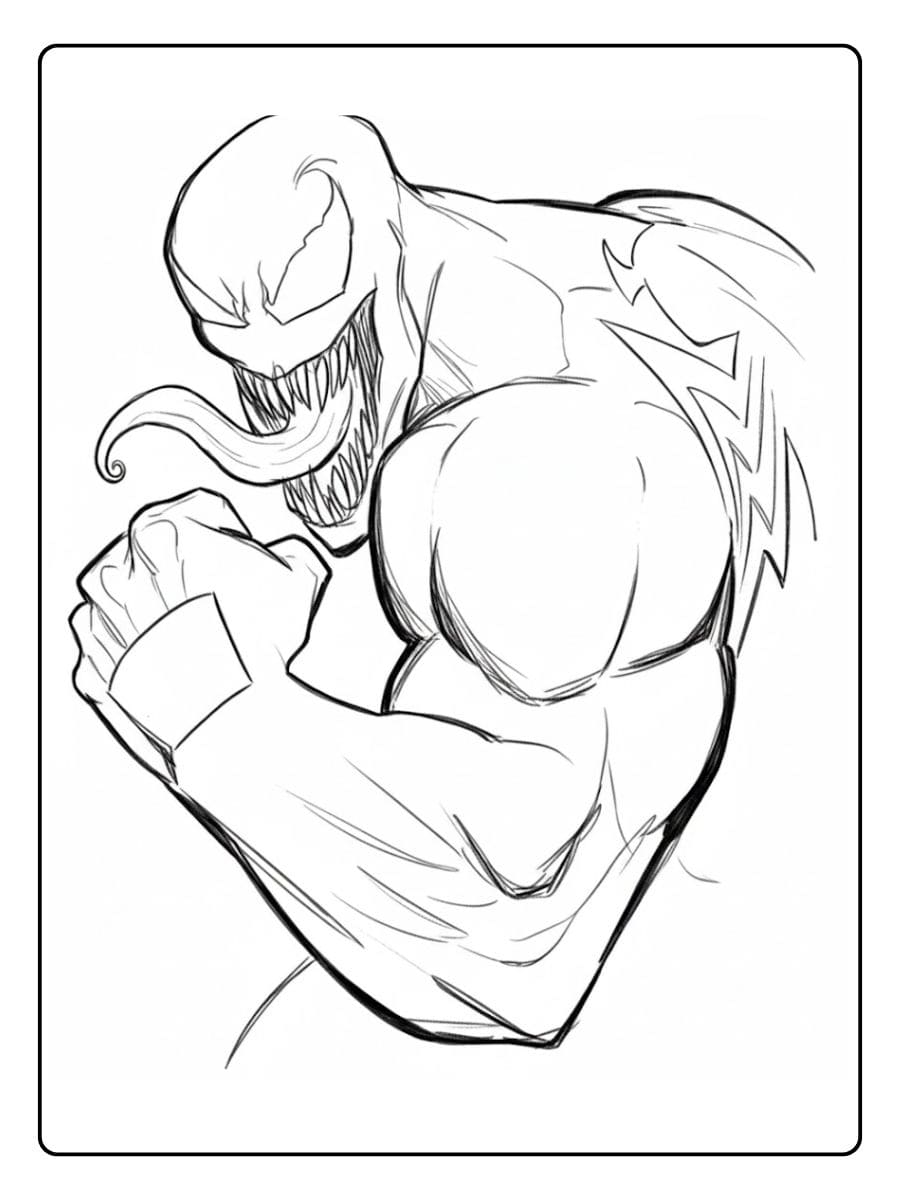 Simple Venom Outline Sketch Free Printable Venom Coloring Pages for Kids and Adults