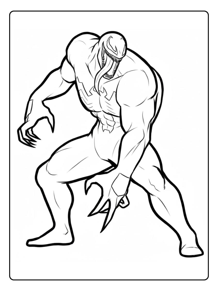 Simple Venom Outline for Kids Free Printable Coloring Pages