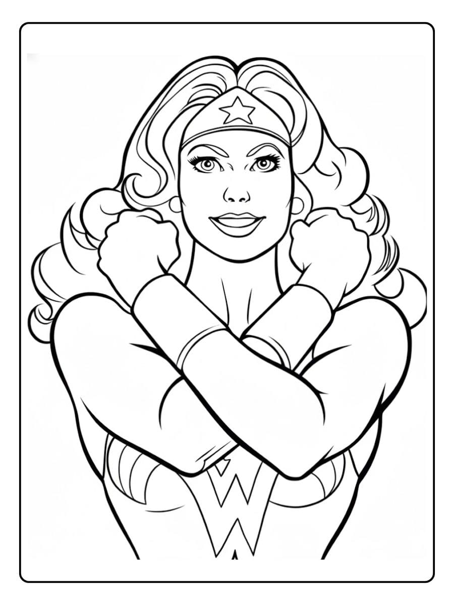 Simple Wonder Woman Coloring Page Outline