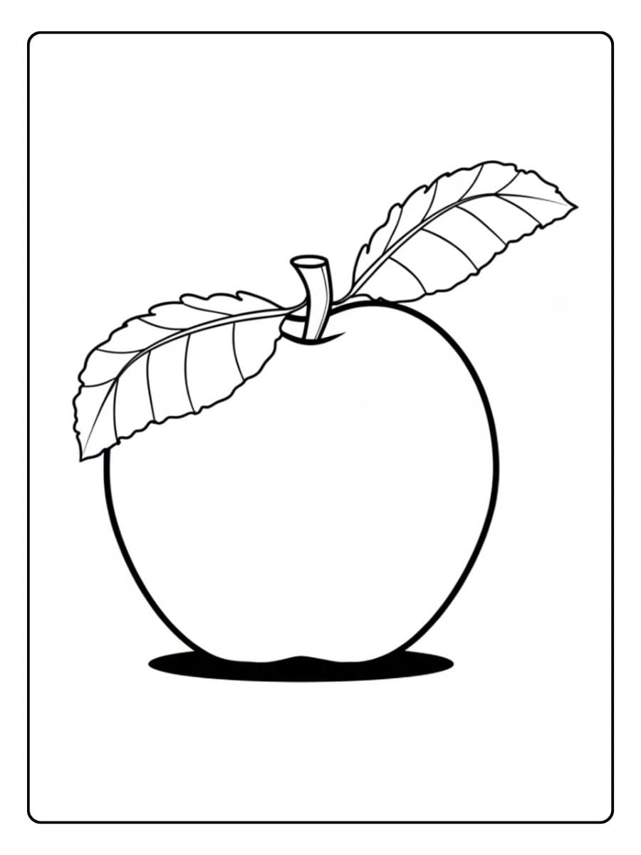 Single Apple with Leaf Apples Coloring Pages