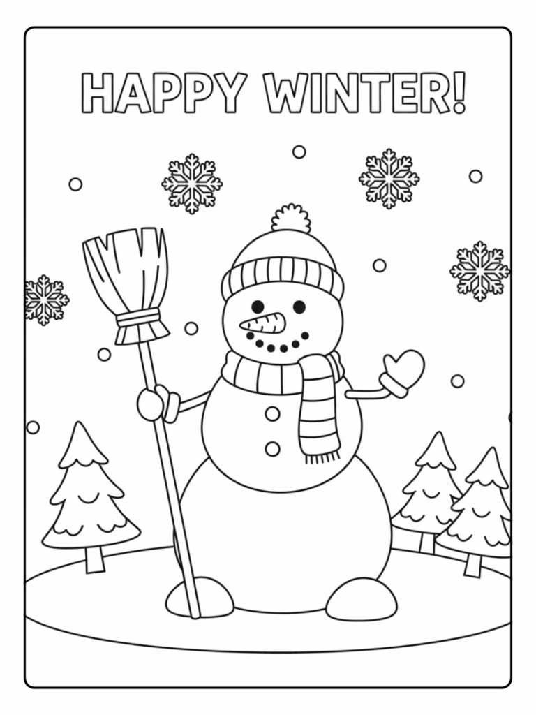 Snowman Winter Coloring Page