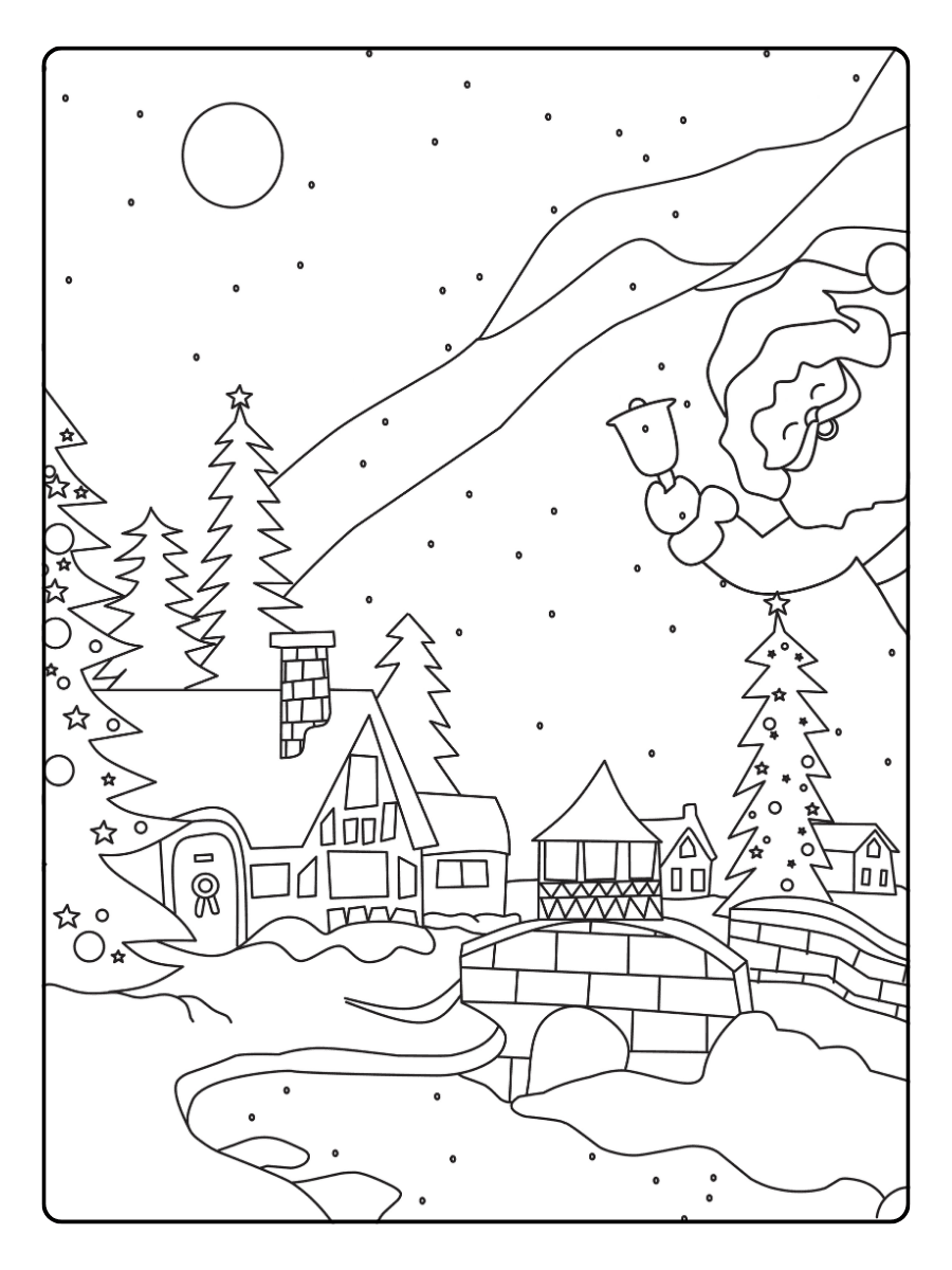 Snowy Landscape Christmas Coloring