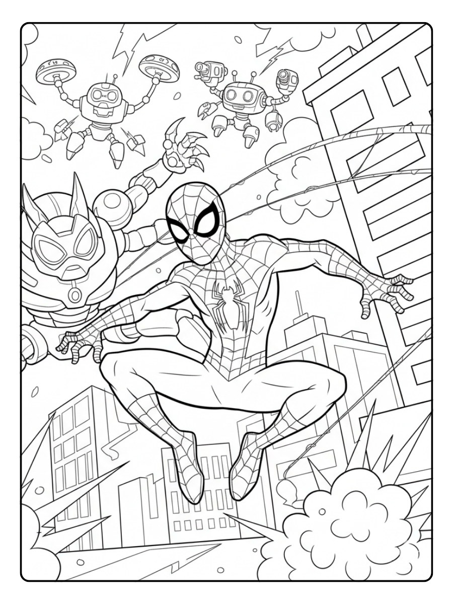 Spider Man Coloring Pages – Spider Man Battle Scene