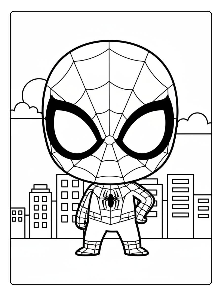 Spider Man Coloring Pages – Spider Man Cute Chibi Style