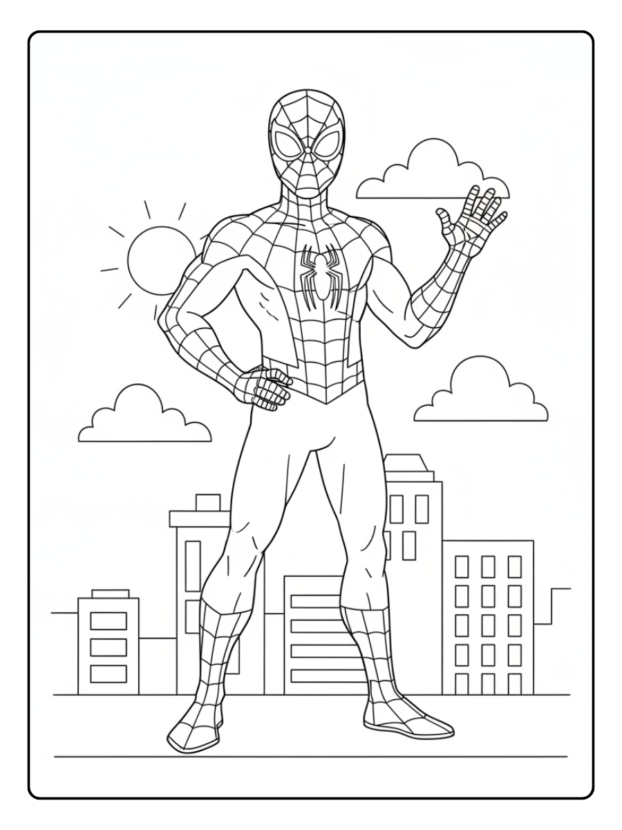Spider Man Coloring Pages – Spider Man Friendly Smile