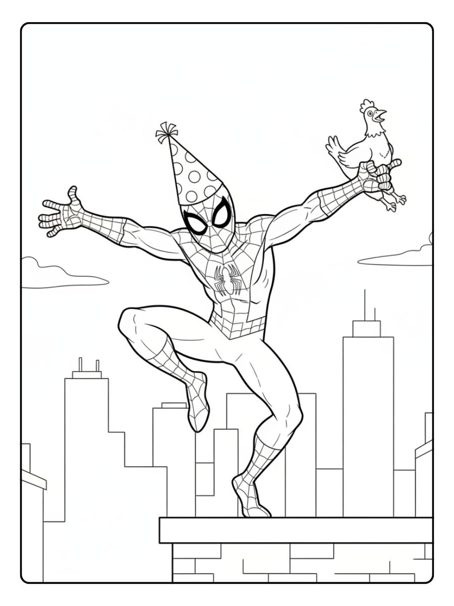 Spider Man Coloring Pages – Spider Man Funny Pose