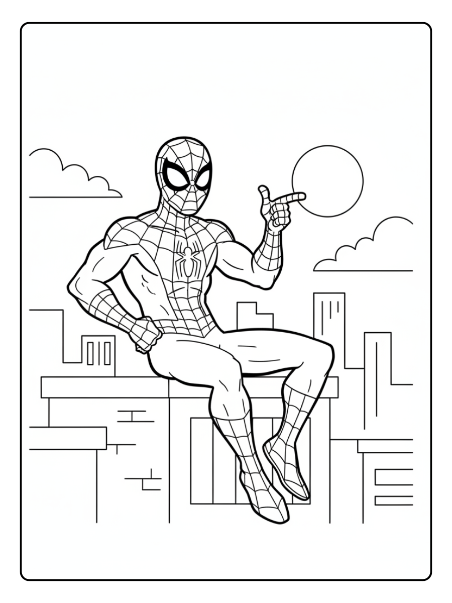 Spider Man Coloring Pages – Spider Man Playful Attitude