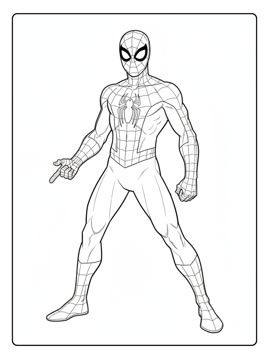Spider Man Coloring Pages – Spider Man Standing Hero Pose