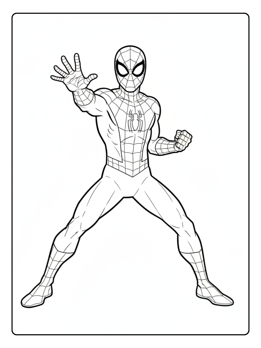 Spider Man Coloring Pages – Spider Man Superhero Pose