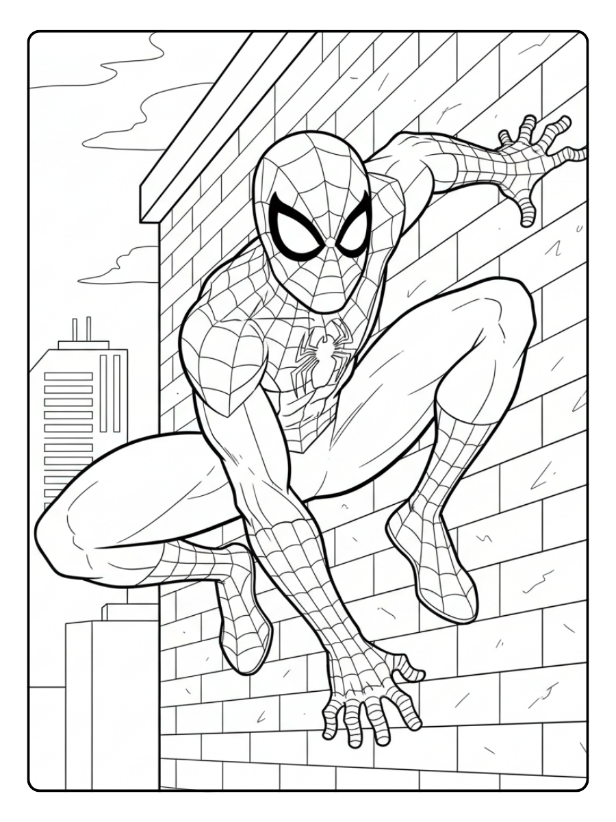 Spider Man Coloring Pages – Spider Man Wall Climb Action