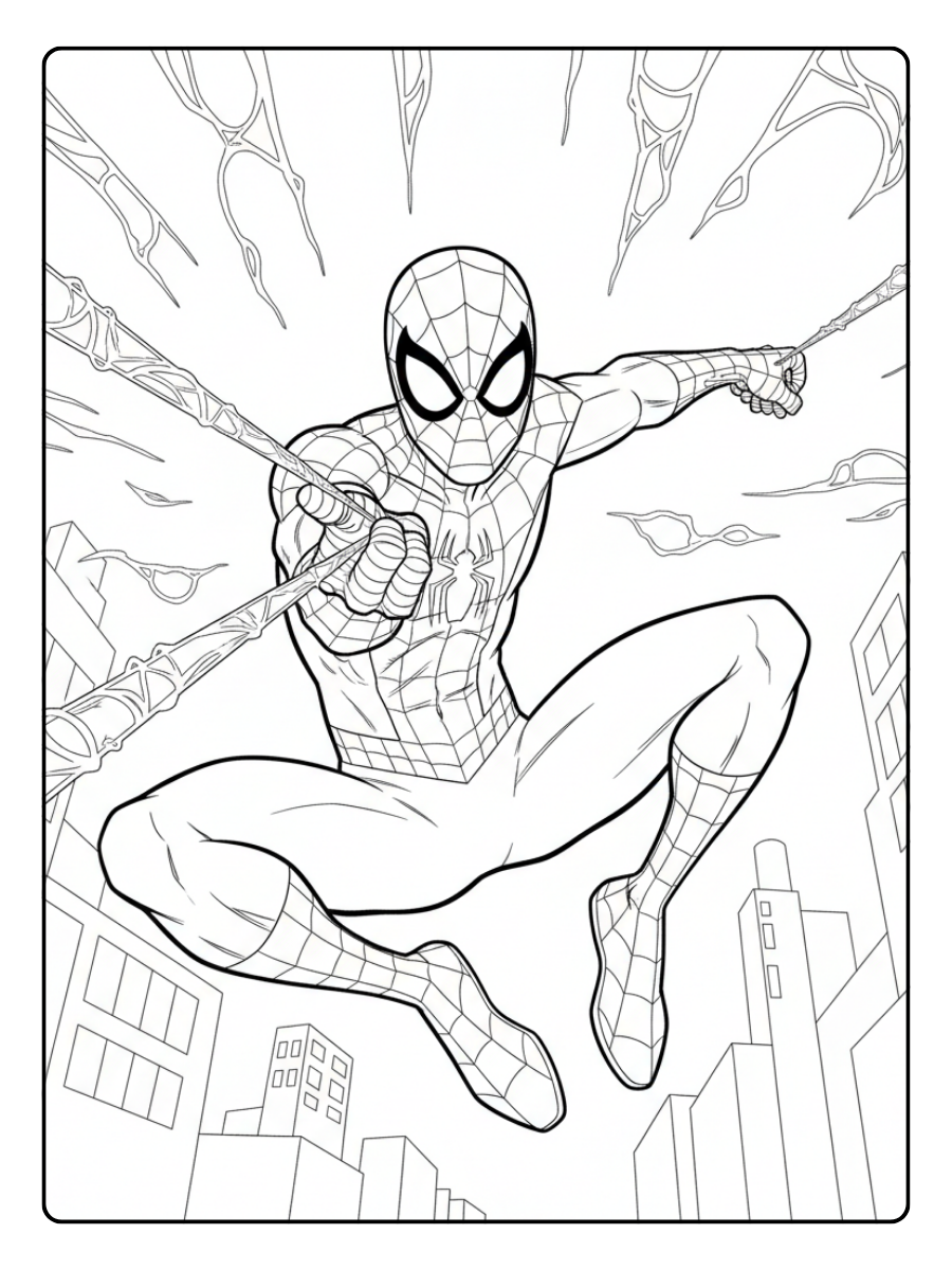 Spider Man Coloring Pages – Spider Man Web Attack