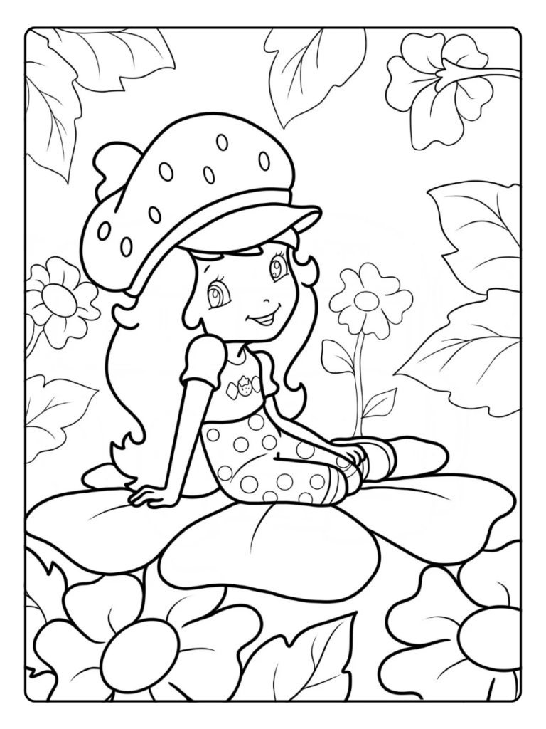 Strawberry Shortcake Coloring Pages – Strawberry Shortcake Sitting On Flower