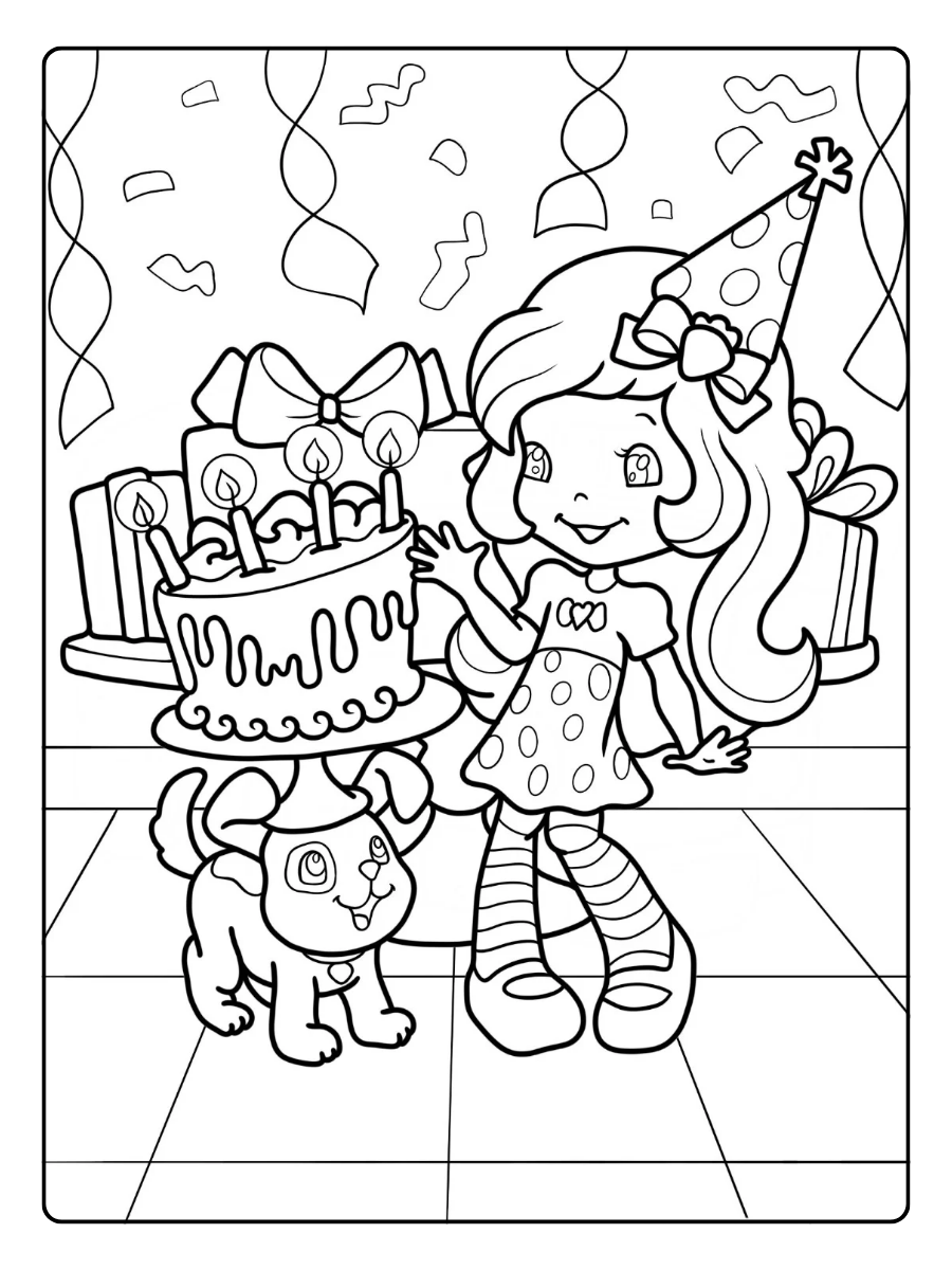 Strawberry Shortcake Coloring Pages – Strawberry Shortcake With Birthday Cake