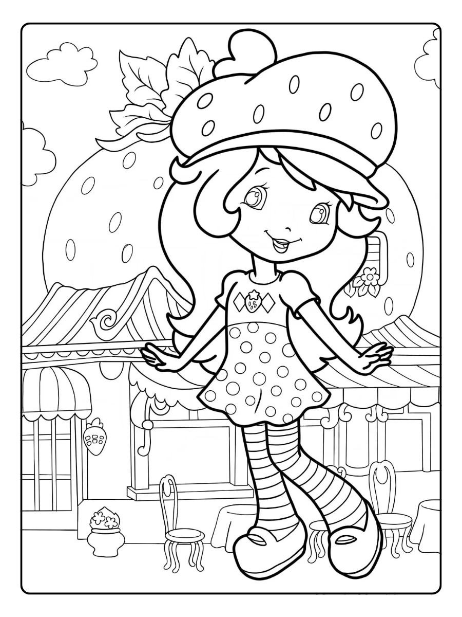 Strawberry Shortcake Coloring Pages – Strawberry Shortcake with Hat