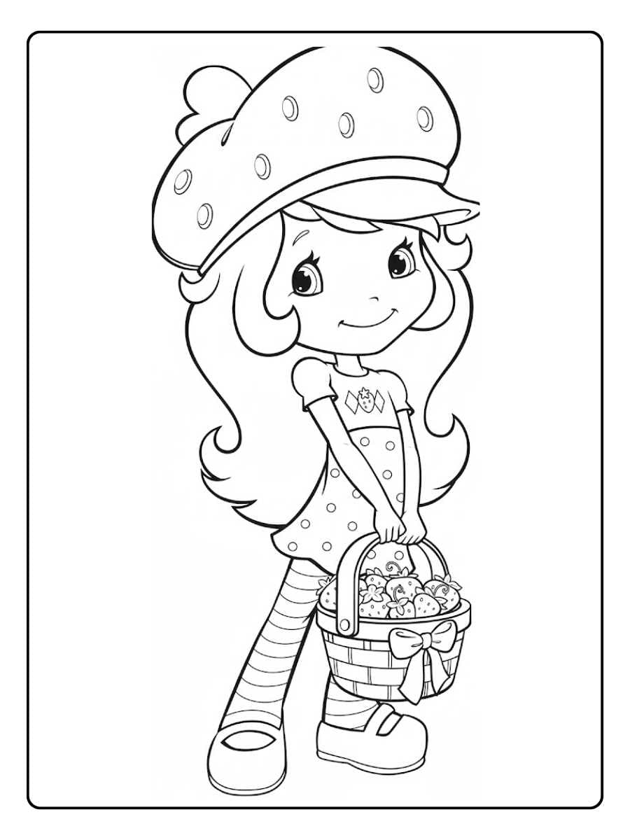 Strawberry Shortcake coloring pages Cute Strawberry Shortcake with a handbag