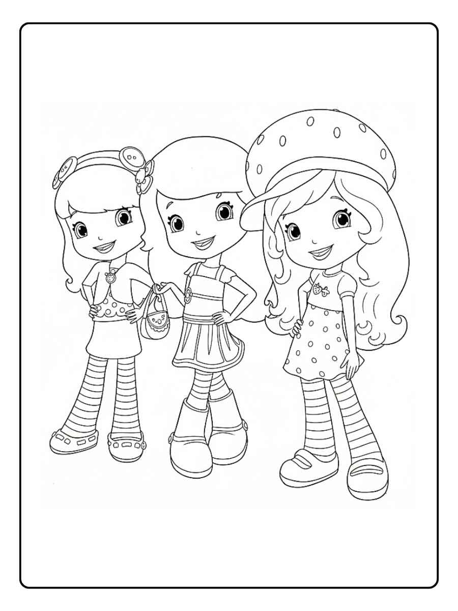 Strawberry Shortcake coloring pages Strawberry Shortcake and friends group portrait